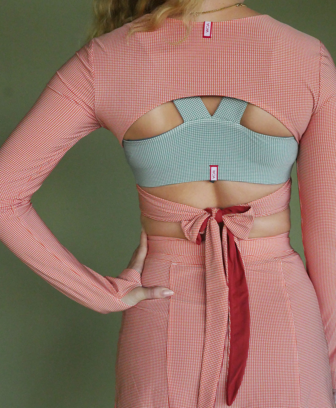 Wear One's At All Wrapped Up Top in Clay Orange on Model Back View