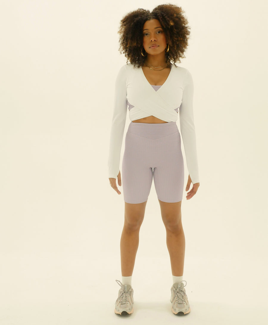 Wear One's At All Wrapped Up Top in White on Model Full Front View
