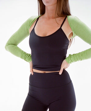 Wear One's At Elixir Cami in bean on model also wearing a kiwi shrug