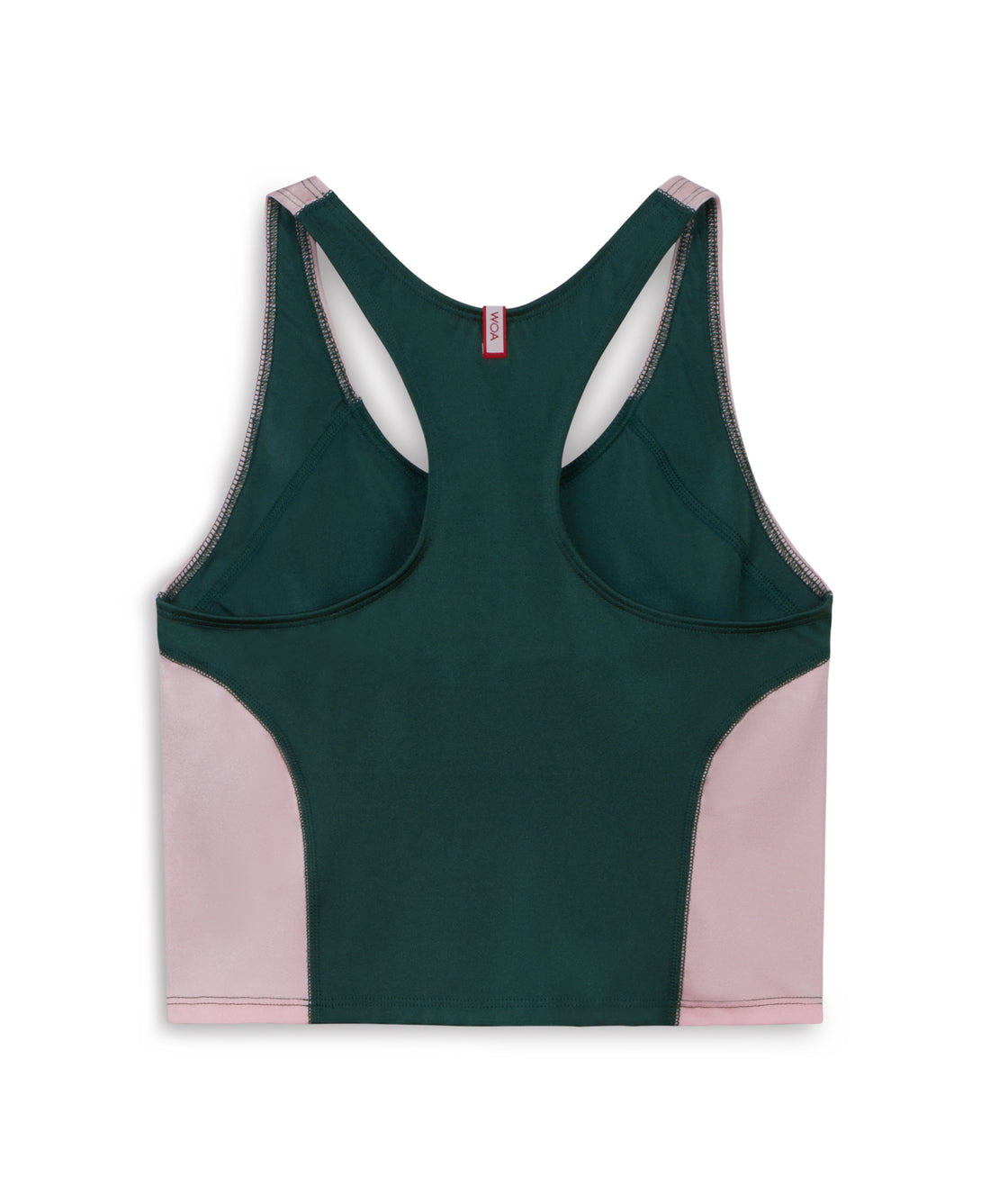 Wear One's At High Jump Tank in Emerald and Ballet Pink flat lay back