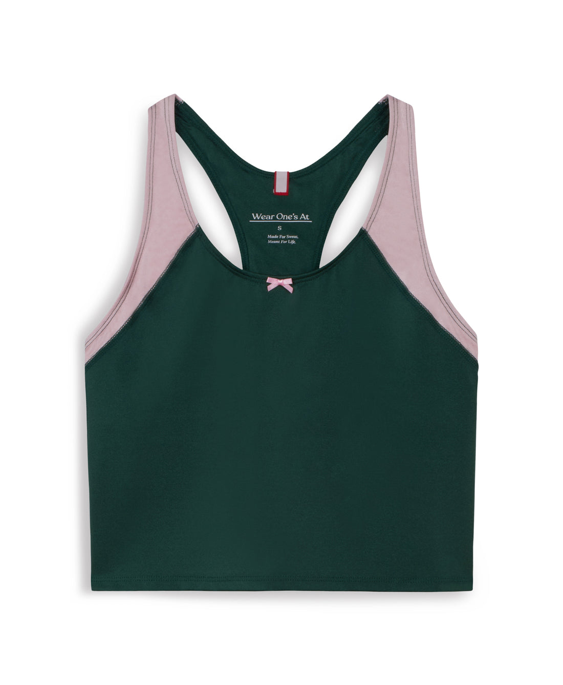 Wear One's At High Jump Tank in Emerald and Ballet Pink flat lay front