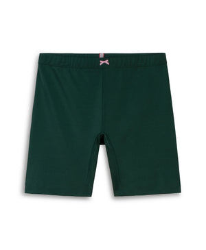 Wear One's At Interval Bike Short in emerald and ballet pink flat lay front