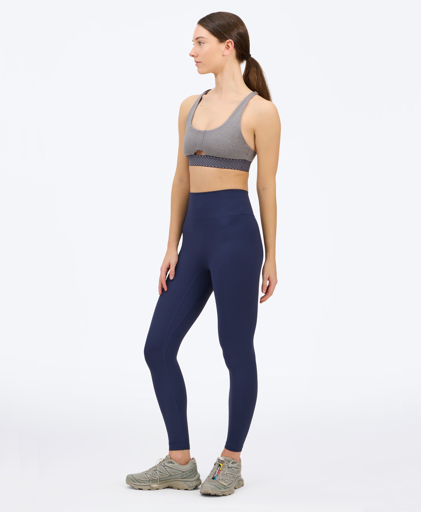 Wear One's At Keyhole Bra in sport grey on studio model side view