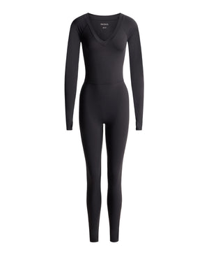 Wear One's At Long Sleeve Varsity Unitard in shadow front ghost mannequin image