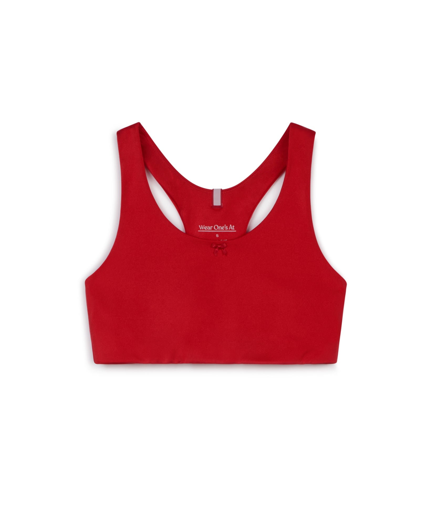 Wear One's At Race You Back Bra in Cherry Red on model side view
