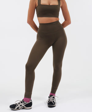 Wear One's At Routine Legging in canteen on model bottom half front view
