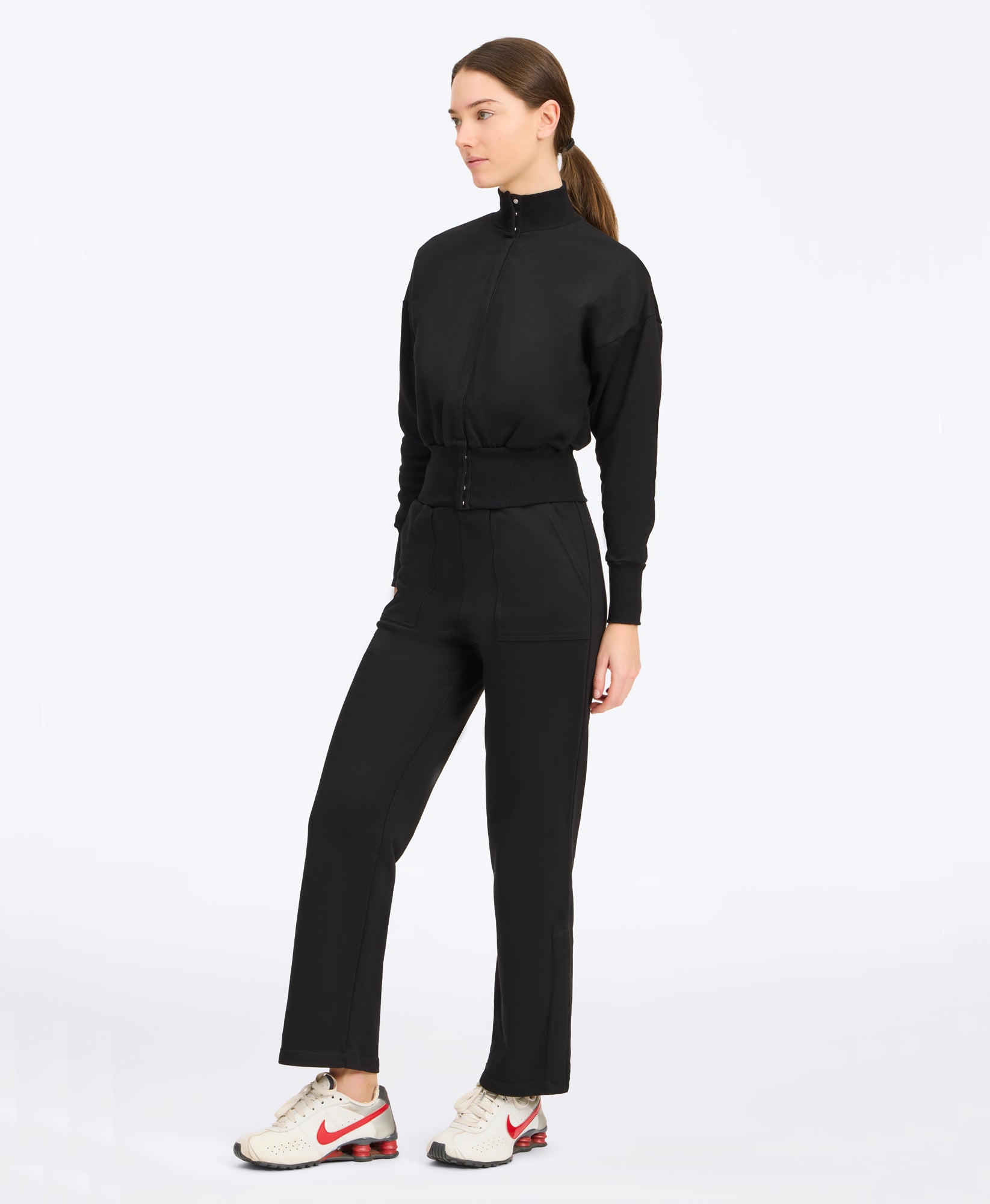 Wear One's At Snapfront Sweatshirt Jacket in lunar on studio model side view