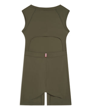 Wear One's At Varsity Bike Short Unitard in Prairie Green flat back image