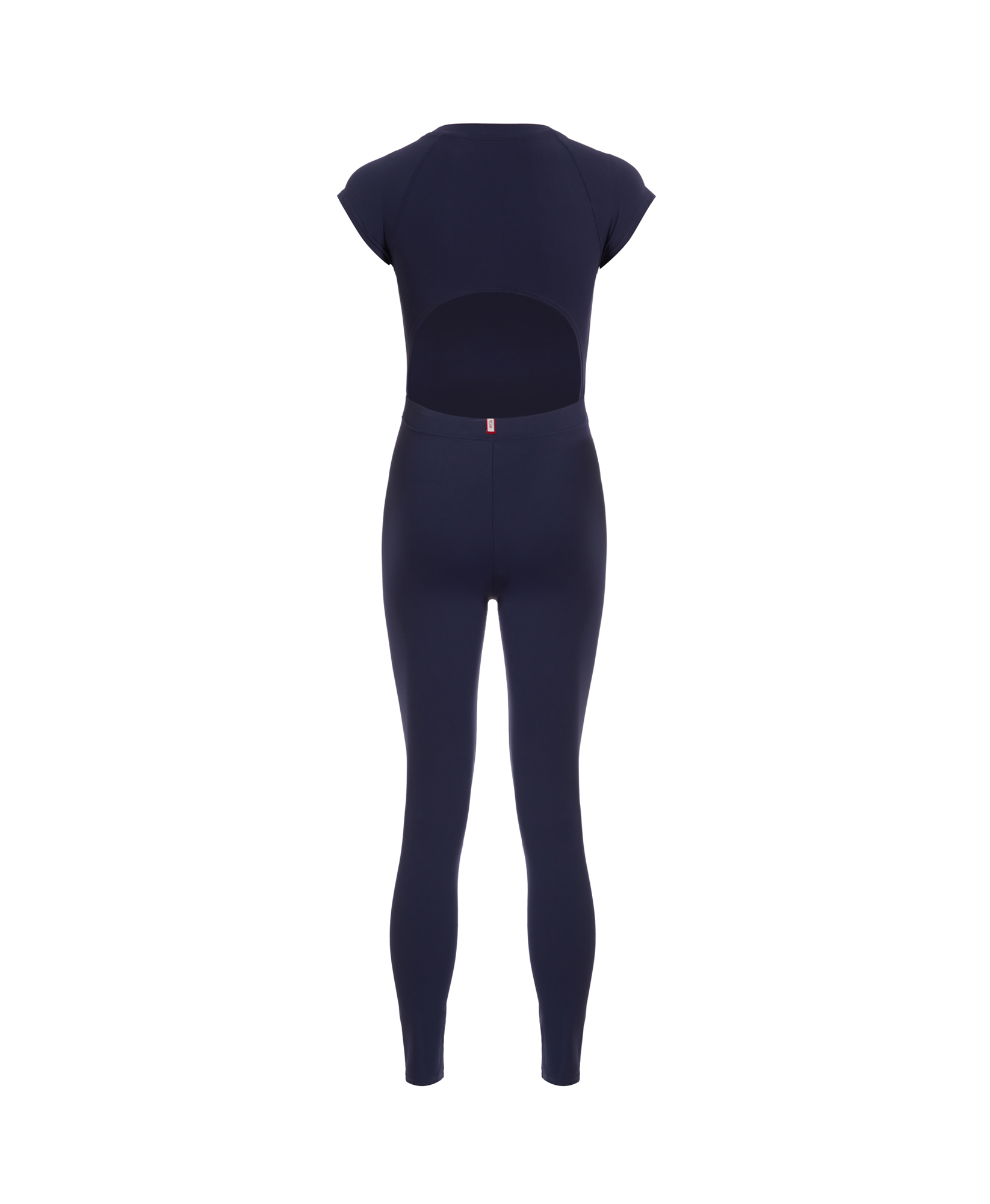 Wear One's At Varsity Unitard in Navy on ghost mannequin back view