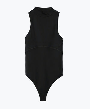 Wear One's At Aerobic Rib Bodysuit in Jet Black Flat Front