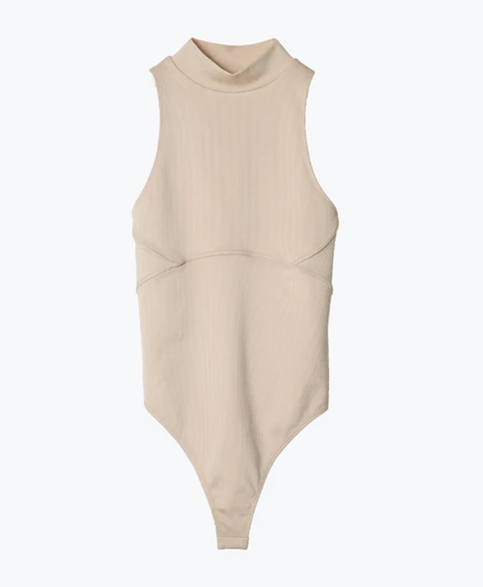 Wear One's At Aerobic Rib Bodysuit in Oatmeal Flat Front