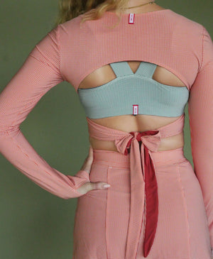 Wear One's At All Wrapped Up Top in Clay Orange on Model Back View