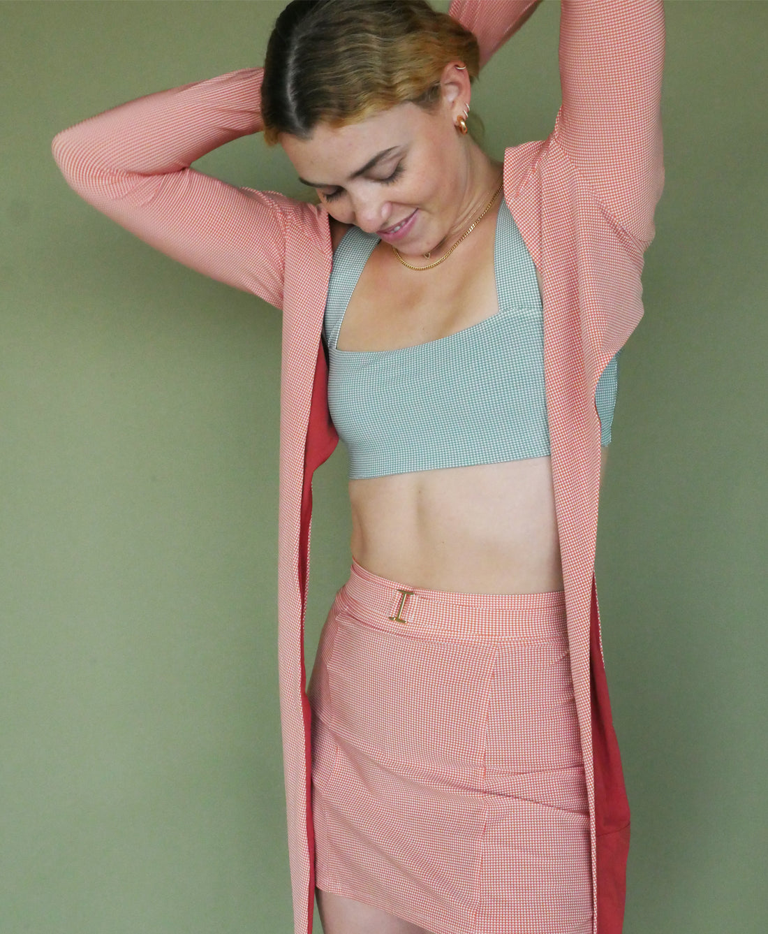 Wear One's At All Wrapped Up Top in Clay Orange on Model Untied Front View