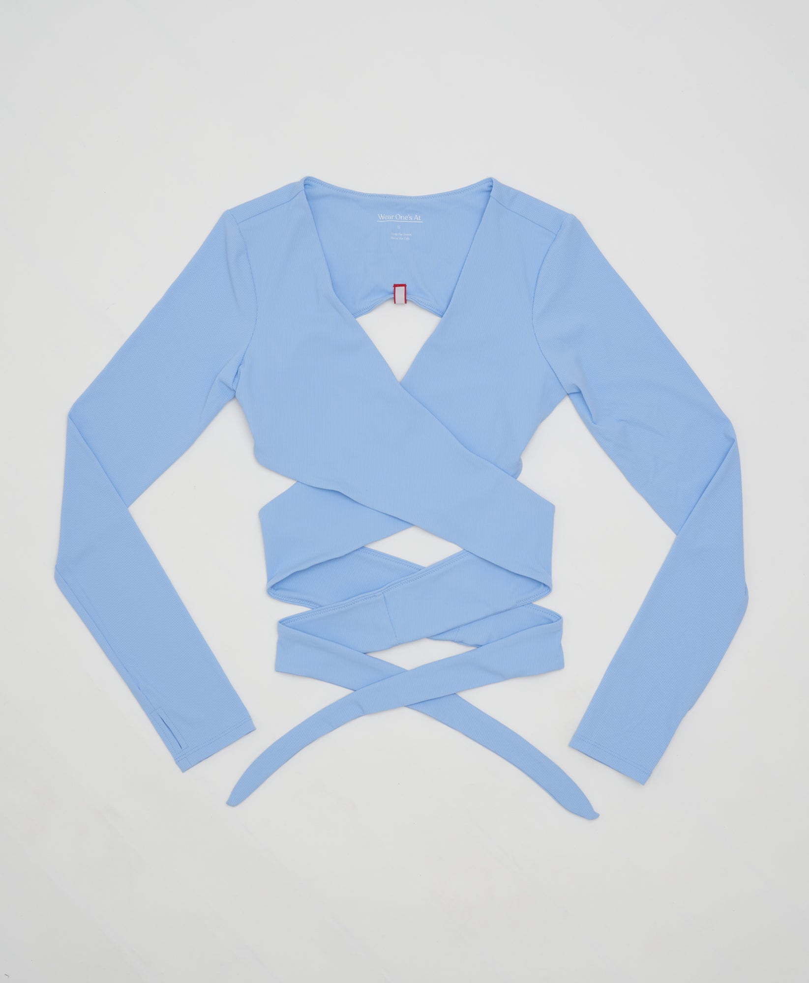 Wear One's At All Wrapped Up Top in In Your Dreams Light Blue on Model Close Up Front View