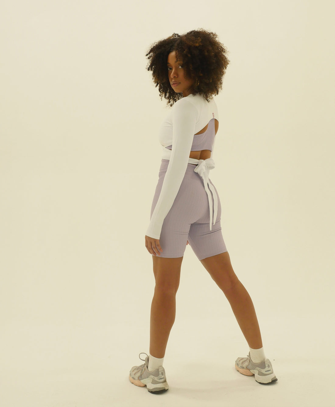 Wear One's At All Wrapped Up Top in White on Model Full Back Side View