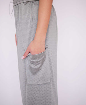 Wear One's At Arena Pant in Mineral Grey on Model Detail Side View