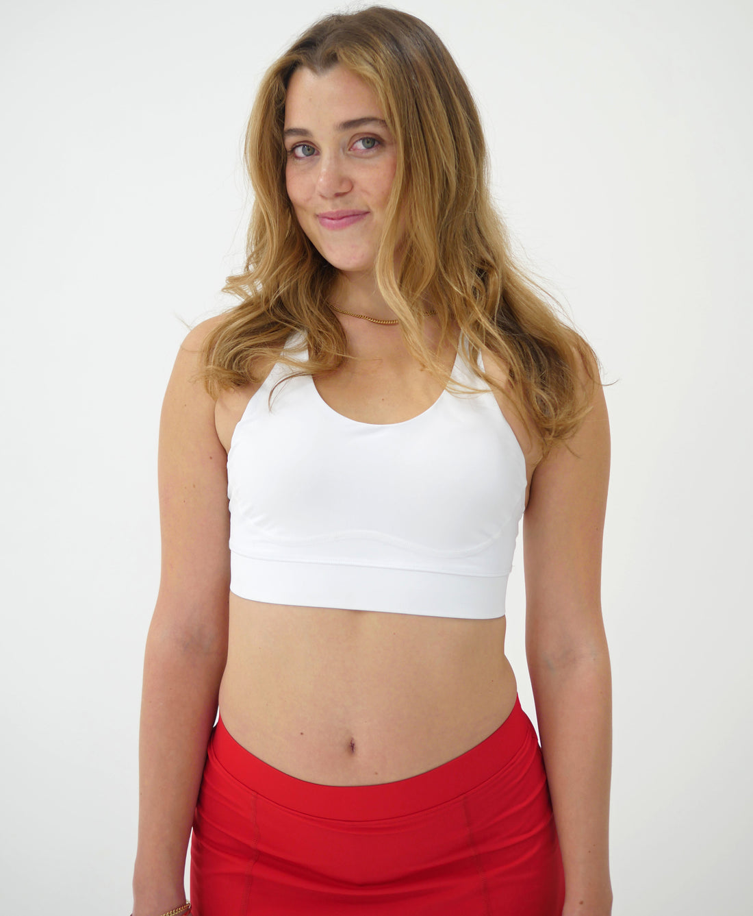 Wear One's At Cross Back Crop Bra in Arctic on Model Front View