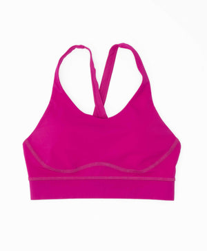Wear One's At Cross Back Crop Bra in Magenta Flat Front