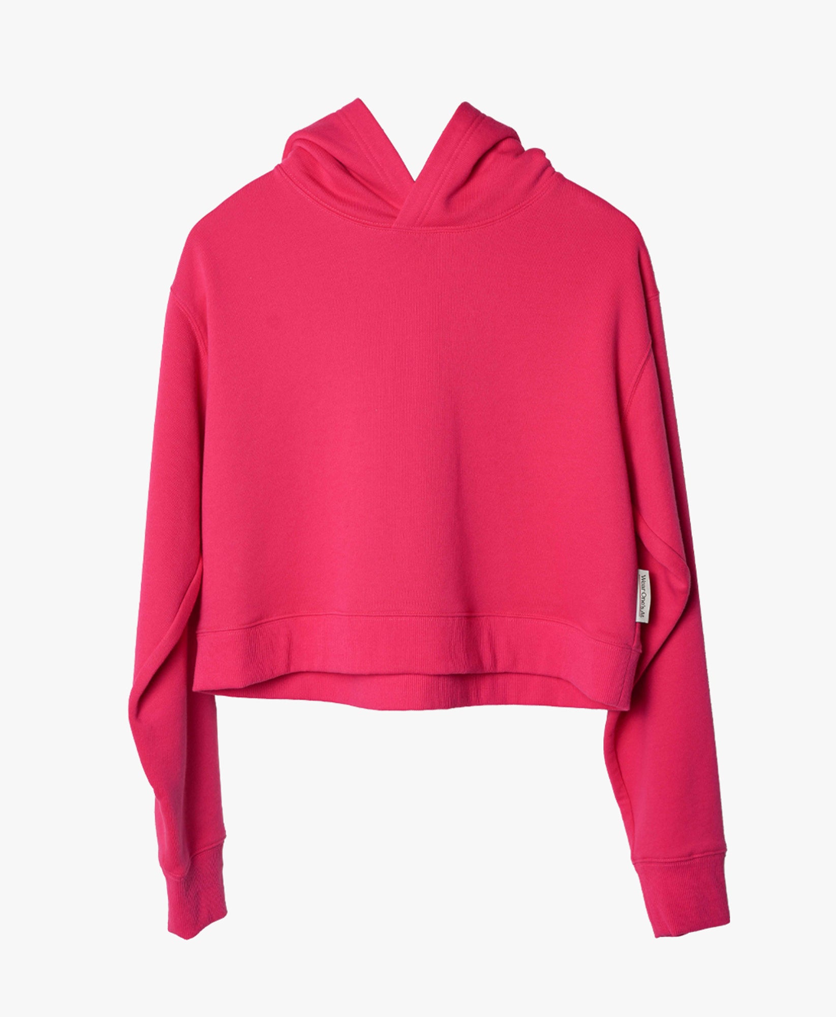 Wear One's At French Terry Cropped Hoodie in Watermelon Pink Flat Front