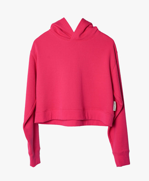 Wear One's At French Terry Cropped Hoodie in Watermelon on Model Side View