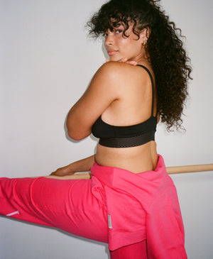 Wear One's At French Terry Sweatpants in Watermelon on Model Back Side View