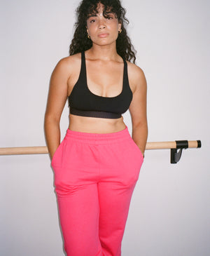Wear One's At French Terry Sweatpants in Watermelon on Model Front View