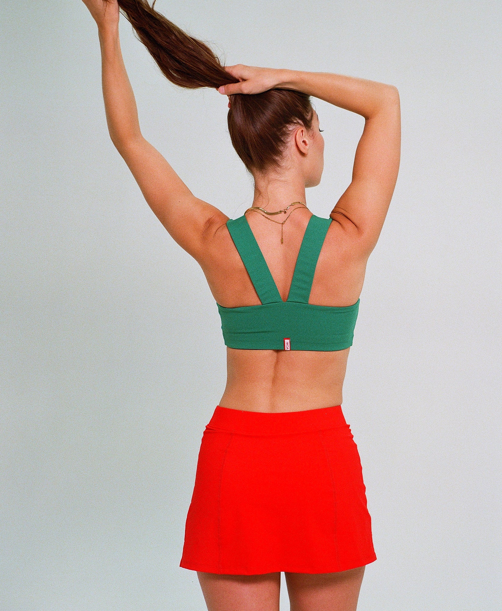 Wear One's At Routine Bra in Betty Green on Model Back View