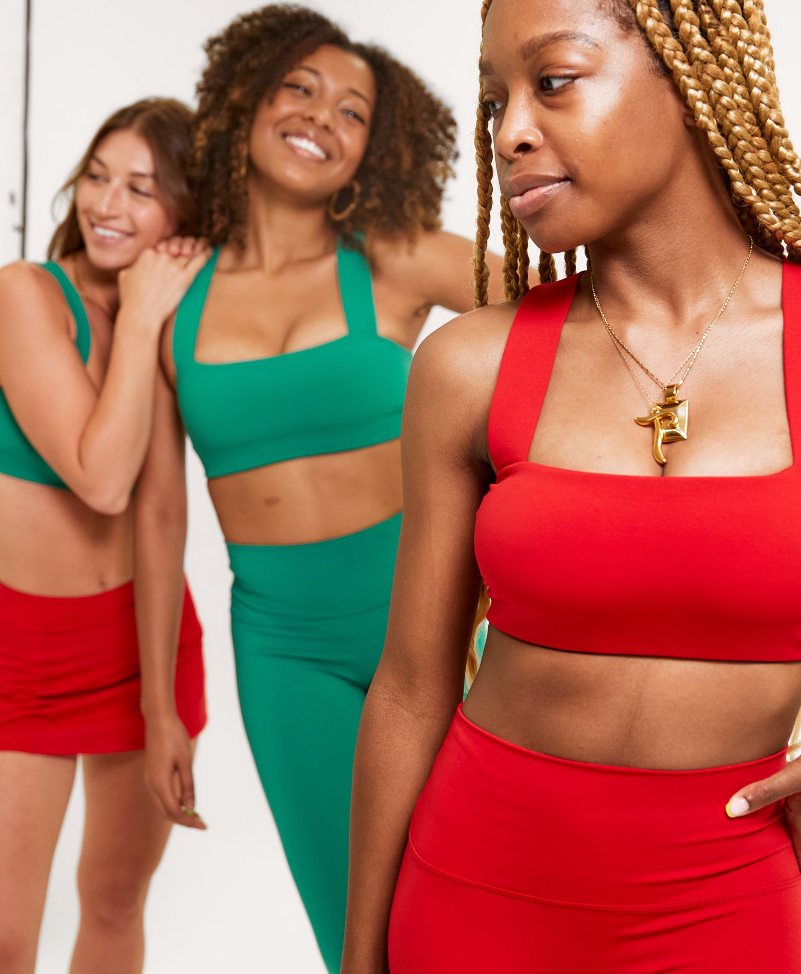 Wear One's At Routine Bra in Casanova Red on Model with Models in the Background