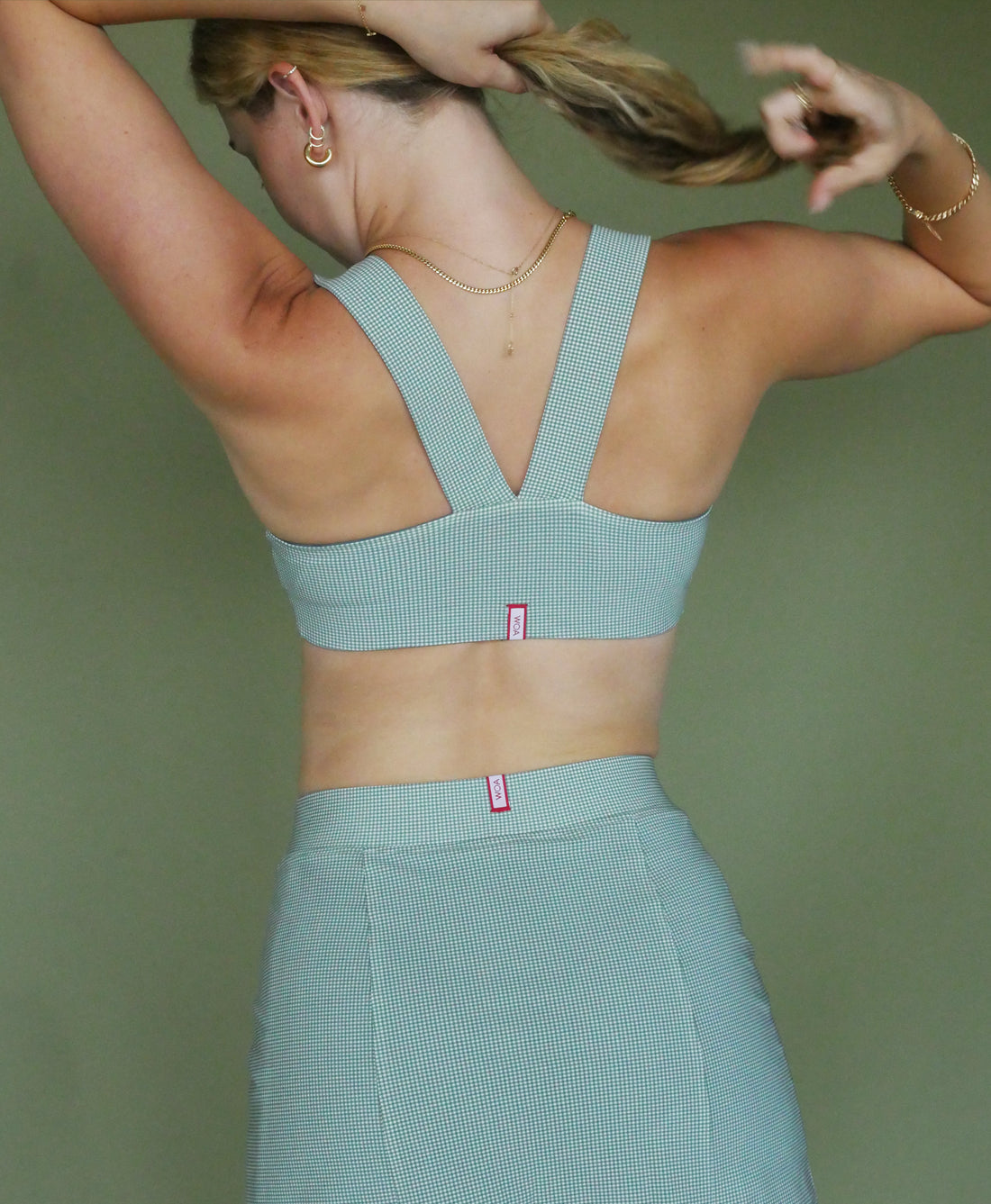 Wear One's At Routine Bra in Meadow on Model Back Detail View