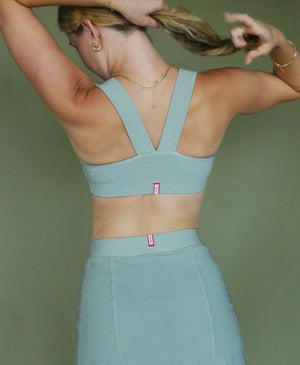 Wear One's At Routine Bra in Meadow on Model Back Detail View