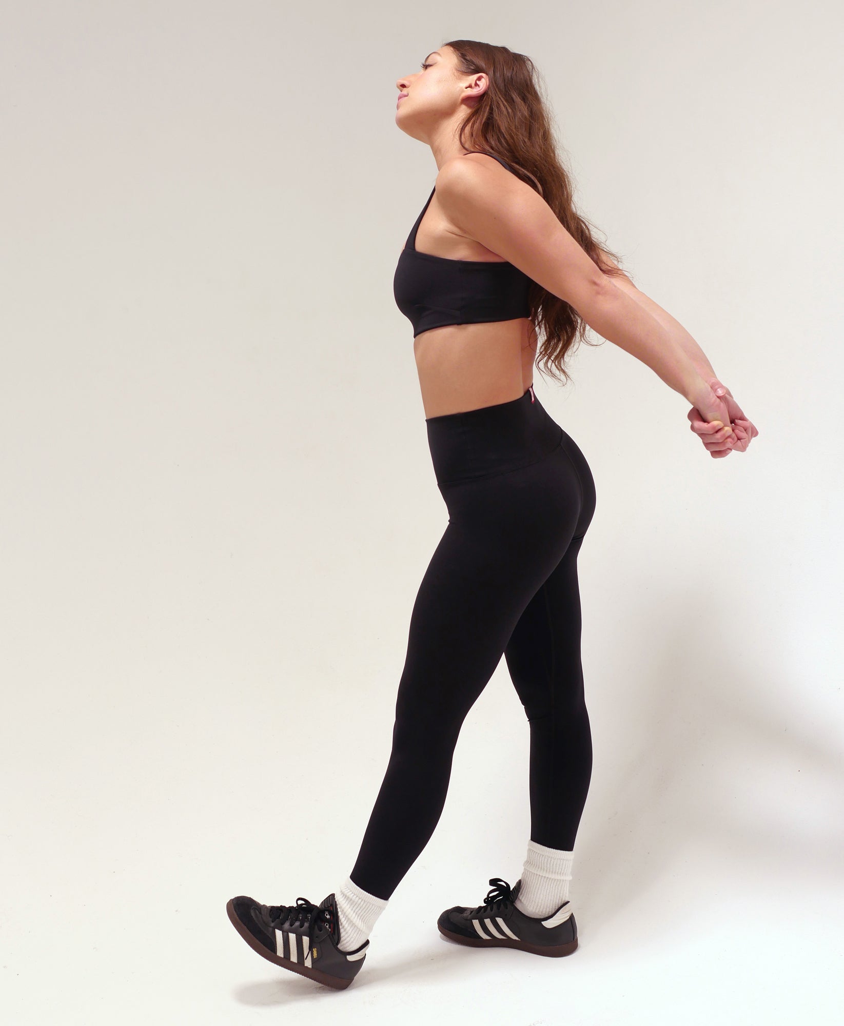 Wear One's At Routine Legging in Bean Color on Model Side View