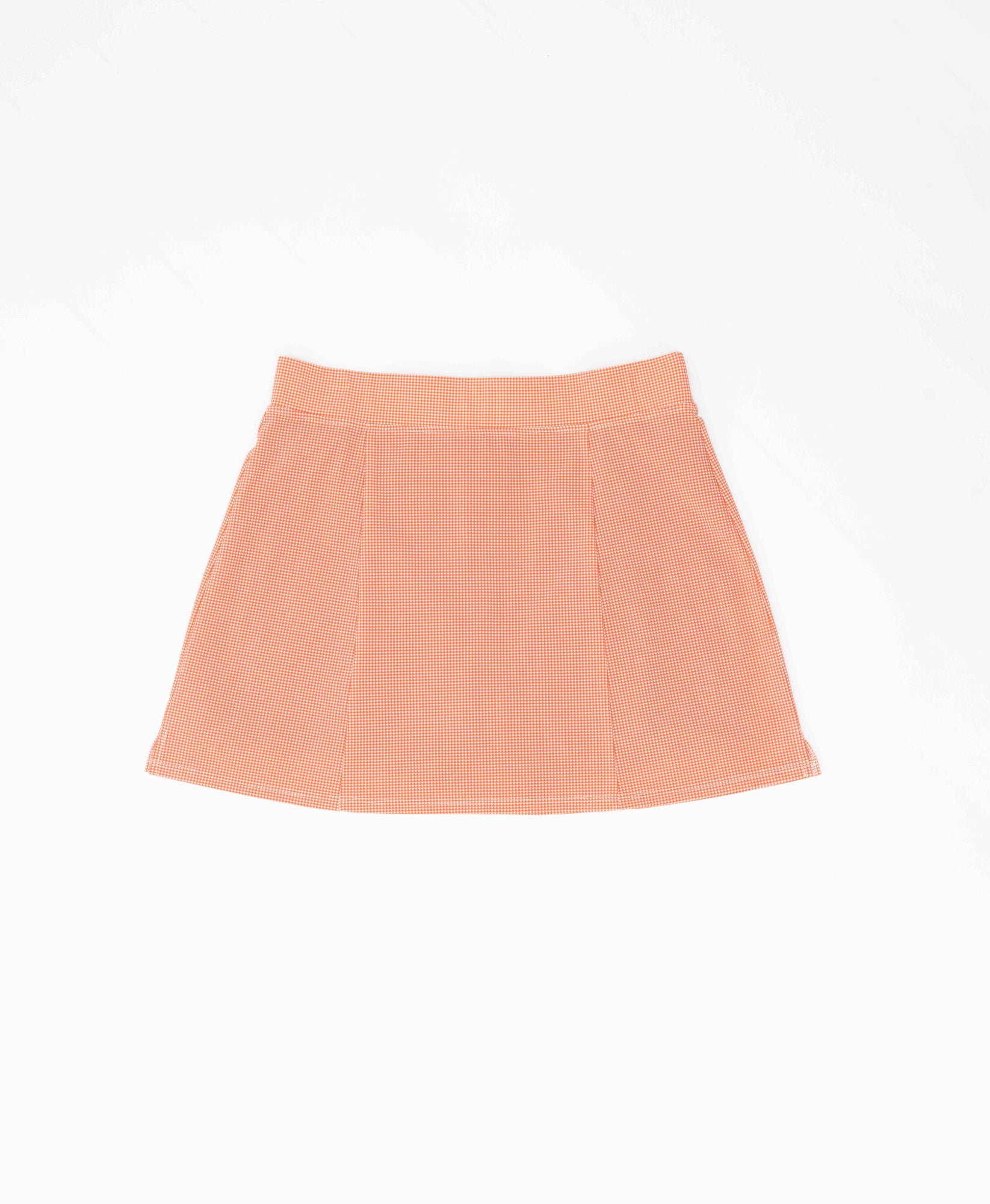 Wear One's At Simple Skort in Meadow Orange on Model Pulling Belt Front Detail View