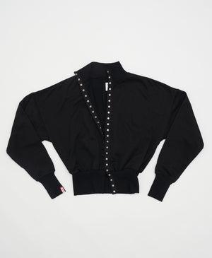 Wear One's At Snapfront Sweatshirt Jacket in Lunar Black Flat Front