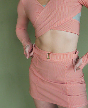 Wear One's At Stretch Belt in Clay on Model Front View