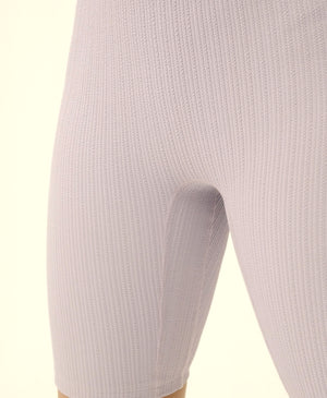 Wear One's At Tech Wave Bike Shorts in Noah Light Purple on Model Close Up Front View